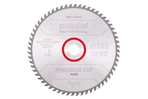 Metabo Pílový list „precision cut wood - professional“, 250x30, Z60 WZ 15° 628049000