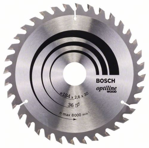 BOSCH Pílový kotúč Optiline Wood 184 x 30 x 2,6 mm, 36 2608640611