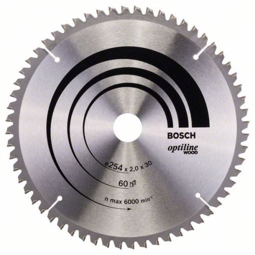 BOSCH Pílový kotúč Optiline Wood 254 x 30 x 2,0 mm, 60 2608640436