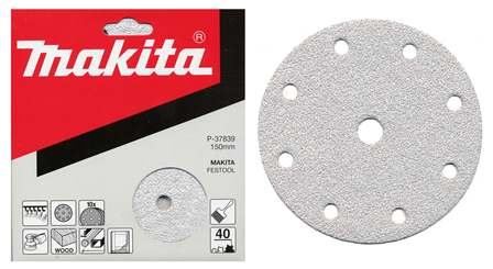 MAKITA papier brúsny suchý zips 150 mm 9 dier K180, 10 ks P-37895