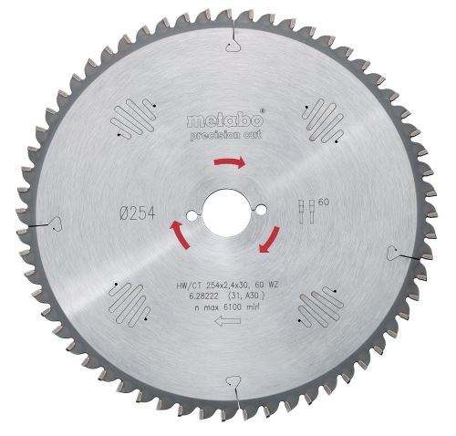 METABO - Pilový kotouč HW/CT 220x30, 48 SVZ 10°