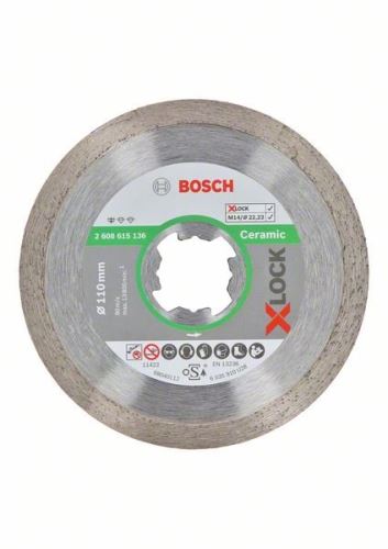 BOSCH X-LOCK Diamantový rezný kotúč Standard for Ceramic systému 110 x 22,23 x 1,6 x 7,5 mm 2608615136