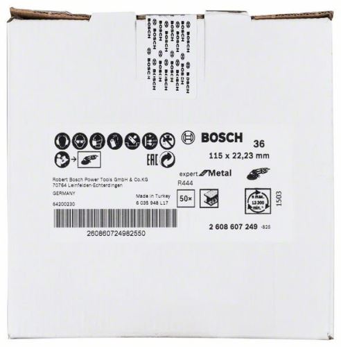 BOSCH Fíbrový brúsny kotúč R444, Expert for Metal D = 115 mm; K = 36 2608607249