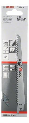 BOSCH Pílový plátok do píly chvosty S 644 D Top for Wood (5 ks) 2608650673