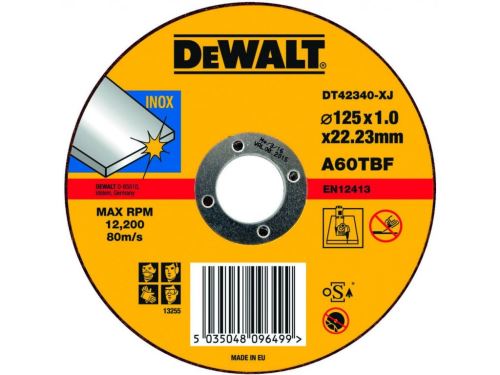 DeWALT Rezný kotúč na nerez, plochý 125 x 2,1 x 22,23 mm DT42340Z