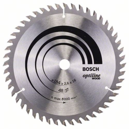 BOSCH Pílový kotúč Optiline Wood 184 x 16 x 2,6 mm, 48 2608641181