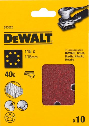 DeWALT Brúsny papier 115 x 115 mm, P320, suchý zips (10 ks) DT3026