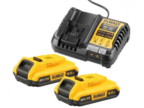 DEWALT XR NABÍJAČKA + 2 X 18V BATÉRIA S KAPACITOU 2,0 AH DCB1104D2