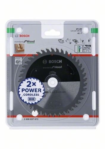 BOSCH Pílový kotúč pre aku píly; Standard for Wood 140x20x1,5/1,0x42T 2608837672