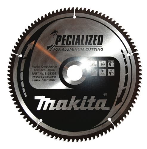 MAKITA kotúč pílový hliník SPECIALIZED 260x2.4x30 mm 100 zubov B-33336