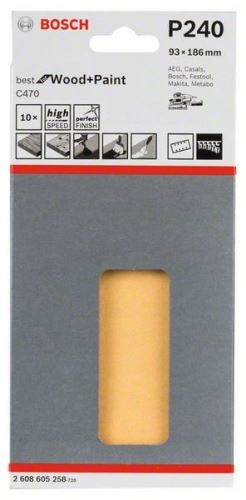 BOSCH Brúsny papier C470 93 x 186 mm, 240 (10 ks) 2608605258