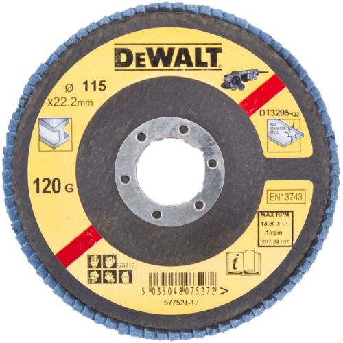 DeWALT brúsny lamelový kotúč na kov plochý 115 x 22,2 mm 60G DT3293