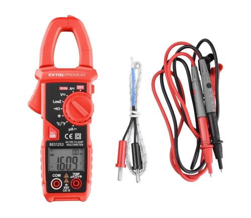 EXTOL PREMIUM Multimeter digitálny, kliešťový, True RMS, AC/DC proud 8831253