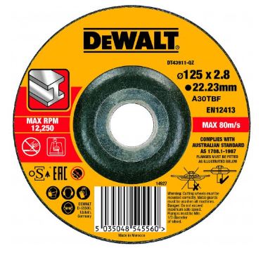 DeWALT Rezný kotúč na kov vypuklý 125 x 22,2 x 3,0 mm DT43911