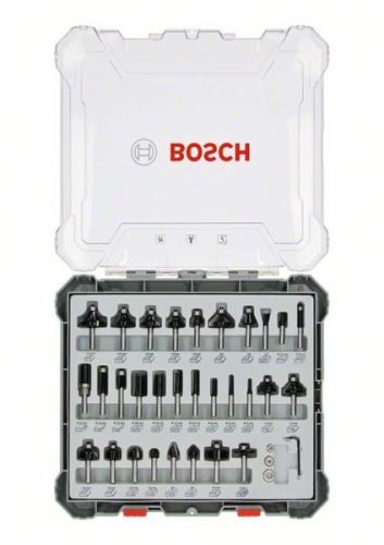 BOSCH Zmiešaná sada tvarových fréz s vretenom Ø 6 mm, 30 ks 2607017474