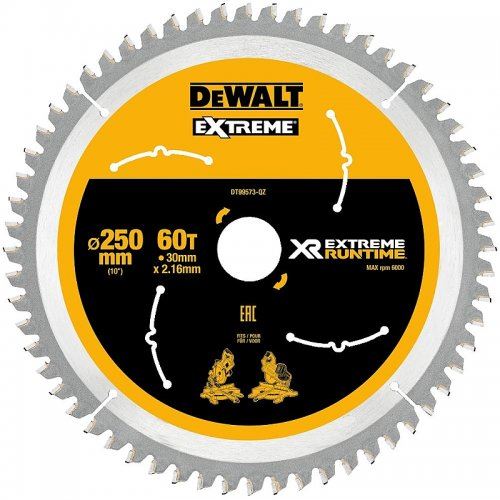 DeWALT Pílový kotúč (ideálny pre píly FLEXVOLT) 250 x 30 mm, 60 zubov DT99573