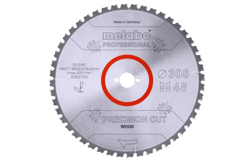 Metabo Pílový list „precision cut wood - professional“, 305x30, Z48 WZ 5° neg. 628227000