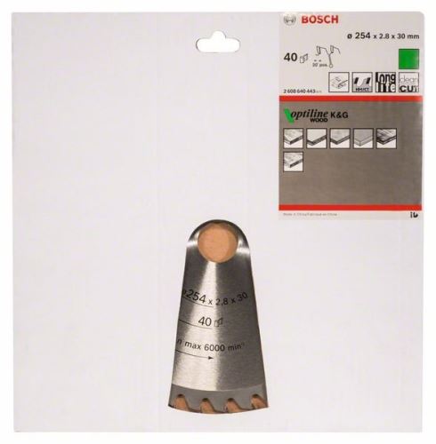 BOSCH Pílový kotúč Optiline Wood 254 x 30 x 2,8 mm, 40 2608640443