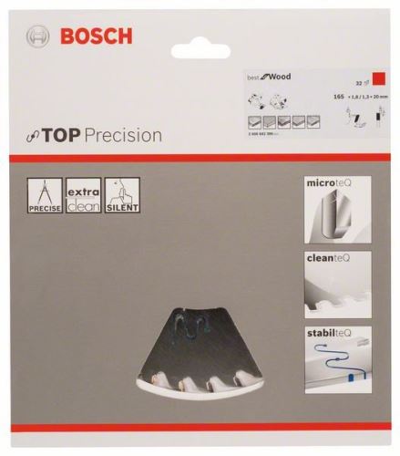 BOSCH Pílový kotúč do okružných píl Top Precision Best for Wood 165 x 20 x 1,8 mm, 32 2608642386