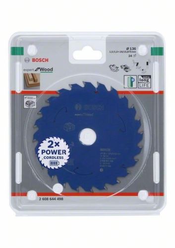 BOSCH Pílový kotúč pre aku píly; Expert for Wood 136x20x1,5/1x24T 2608644498