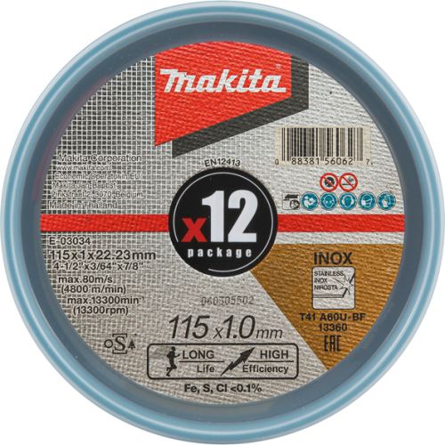 MAKITA Rezný kotúč pre oceľ a nerez 115x1.0x22.23mm E-03034-12