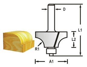 MAKITA Zaobľovacia fréza s ložiskom stopka 8 mm,31,8x17x58 mm R 9,5 mm D-48549