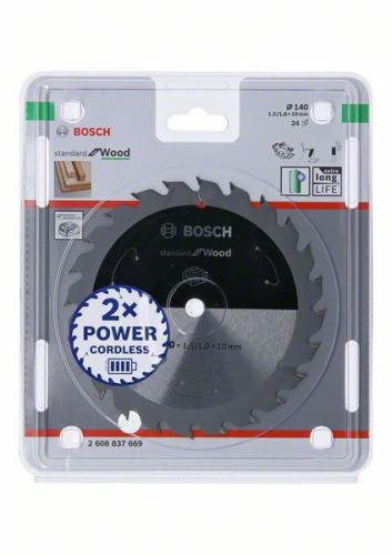 BOSCH Pílový kotúč pre aku píly; Standard for Wood 140x10x1,5/1,0x24T 2608837669