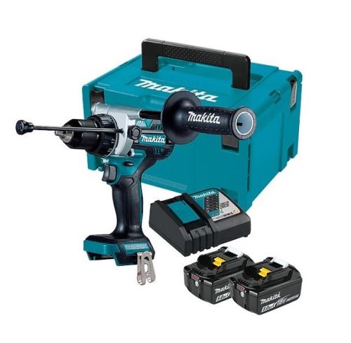 Makita Aku bezuhlíkový príklepový skrutkovač Li-ion LXT 18V 5,0 Ah, Makpac DHP486RTJ