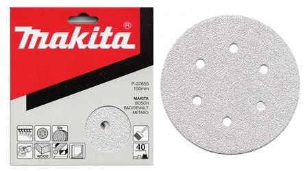 MAKITA papier brúsny suchý zips 150 mm 6 dier K120, 10 ks P-37699