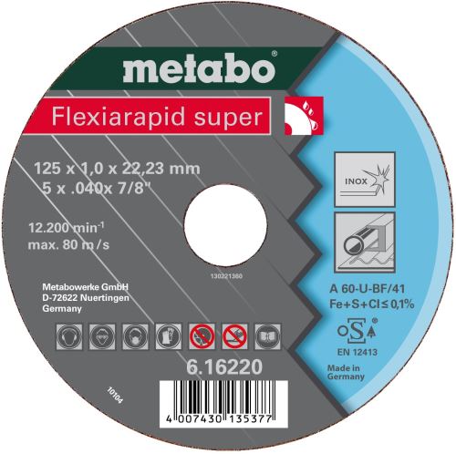 METABO - FLEXIARAPID SUPER 125X1,6X22,23 INOX, TF 41 (616222000)