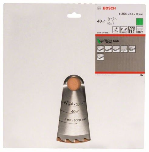 BOSCH Pílový kotúč Optiline Wood 254 x 30 x 2,0 mm, 40 2608640438