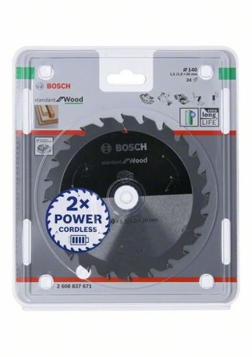 BOSCH Pílový kotúč pre aku píly; Standard for Wood 140x20x1,5/1,0x24T 2608837671