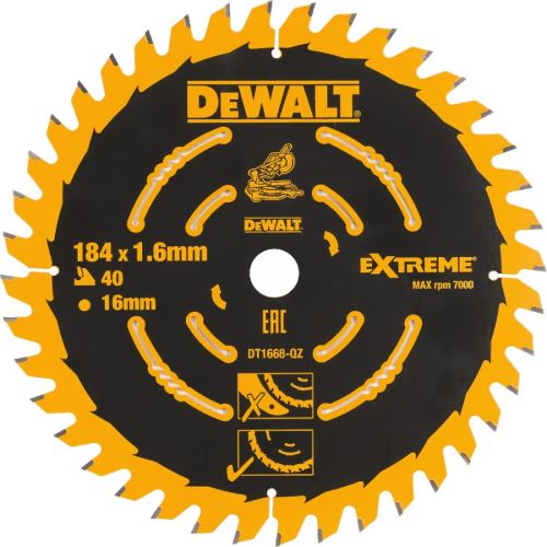 DeWALT Pílový kotúč EXTREME, 184 x 16 mm, 40 zubov DT1668