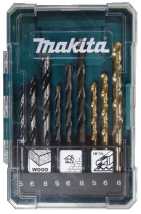 MAKITA sada vrtákov do kovu/dreva/muriva 5/6/8 mm, 9 ks D-71962