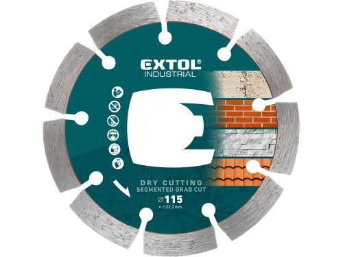 EXTOL INDUSTRIAL kotúč diamantový rezný segmentový Grab Cut, suché rezanie, O 115x22,2x2mm 8703031