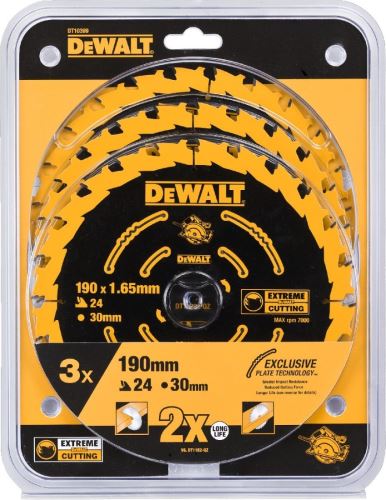 DeWALT Sada pílových kotúčov (DT10304) 190 x 30 mm, 24 zubov (3 ks) DT10399