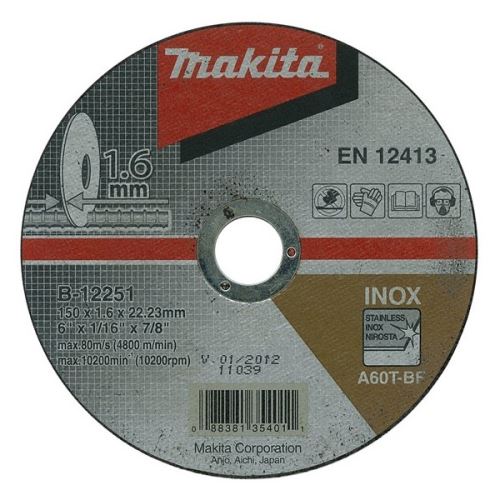 MAKITA kotúč rezný nerez 115x1.6x22 mm B-45755