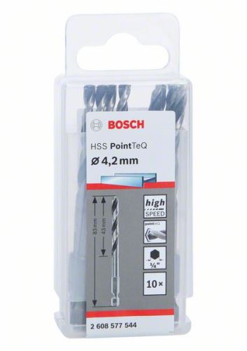 BOSCH Vrták do kovu HSS PointTeQ HEX so 6-hrannou stopkou; 4.2 mm 2608577544