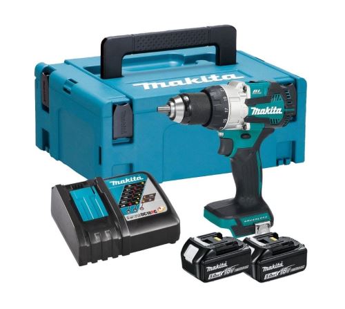 Makita Aku bezuhlíkový príklepový skrutkovač Li-ion LXT 18V 5,0 Ah, Makpac DHP489RTJ