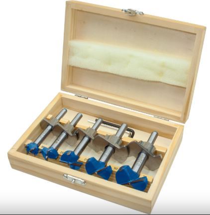 EXTOL frézy-sukovníky, do dreva s hĺbk. dorazom, sada 5ks, ⌀15-20-25-30-35 mm, s plátkami 902003