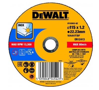 DeWALT Rezný kotúč na nerezovú oceľ 115 x 22,2 x 1,2 mm DT43903