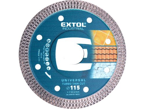 EXTOL INDUSTRIAL kotúč diamantový rezný, turbo Thin Cut, suché aj mokré rezanie, O 115x22,2x1,5mm 8703041