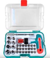 TOTAL Skrutkovač račňový s T-rukoväťou a hrotmi, sada 31ks, CrV TACSD30316