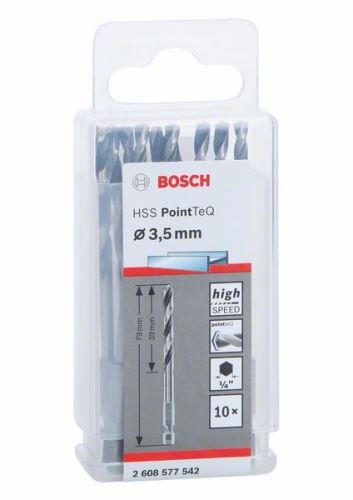 BOSCH Vrták do kovu HSS PointTeQ HEX so 6-hrannou stopkou; 3.5 mm 2608577542