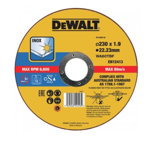 DeWALT Rezný kotúč 230 x 22,2 x 1,9 mm DT43909