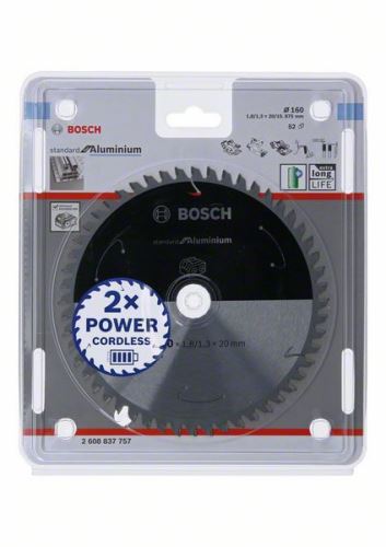 BOSCH Pílový kotúč pre aku píly; Standard for Aluminium 160x20/15,875x1,8/1,3x52T 2608837757