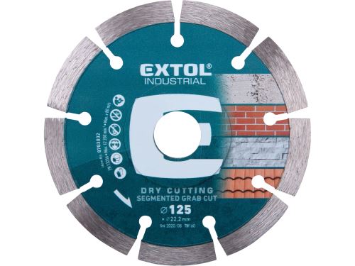 EXTOL INDUSTRIAL kotúč diamantový rezný segmentový Grab Cut, suché rezanie, O 125x22,2x2mm 8703032