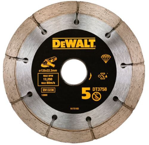 DeWALT Diamantový kotúč do drážkovacej frézy, dvojitý, 125 mm (výška segmentu 6,3 mm) DT3758