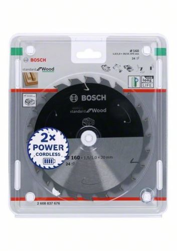 BOSCH Pílový kotúč pre aku píly; Standard for Wood 160x20/15,875x1,5/1,0x24T 2608837676