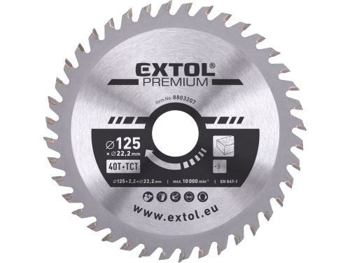 EXTOL PREMIUM kotúč pílový s SK plátkami, O125x2, 2x22, 2mm, 40T 8803207